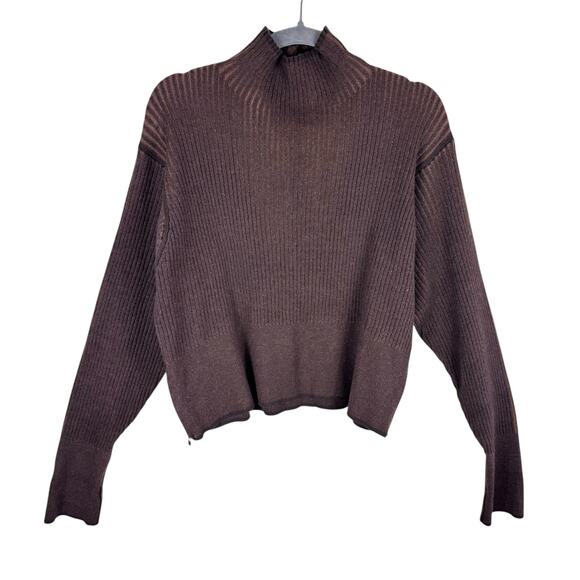 Varley Sweaters - Varley Brown Hagen Ribbed Knit Long Sleeve Cropped Pullover Sweater Size XL